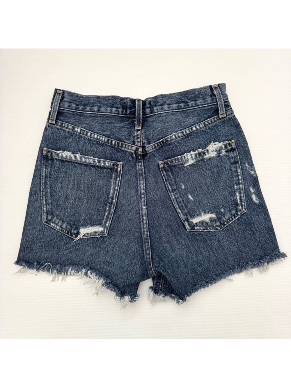 AGOLDE High Rise Distressed Cutoff Denim Shorts Button Fly Size 24 - Picture 2 of 9